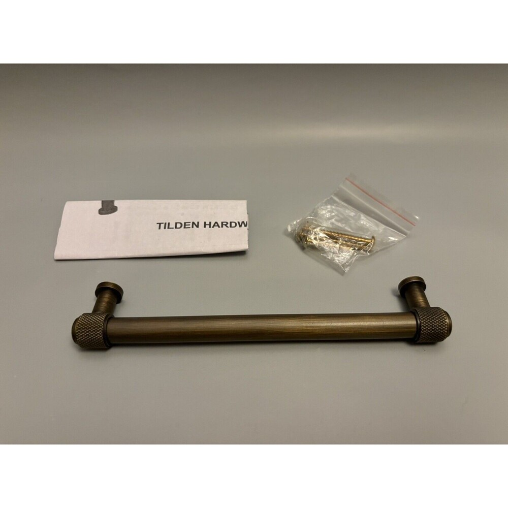 New Pottery Barn Tilden Drawer Pull, Tumbled Brass 6" NWOB w/Hardware